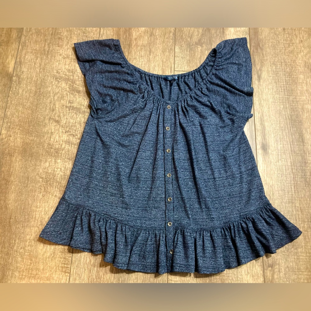 Lucky Brand women’s S ruffle/ peasant top
